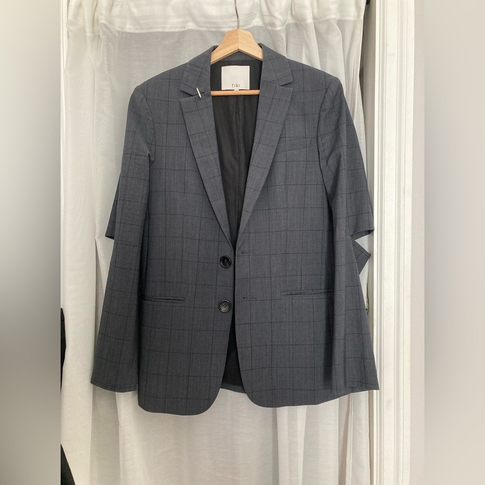 Tibi Cutout Sleeves Gray Blazer